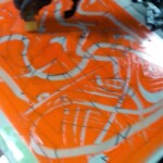 Working the orange plate.