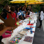 Attendees work on their collagraphs.